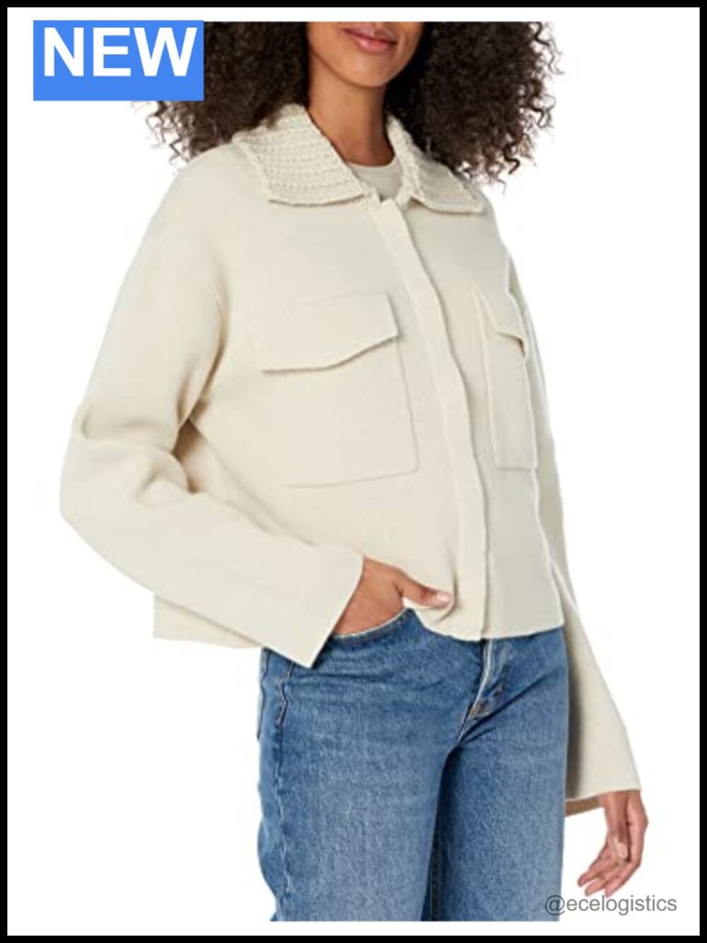 Theory Knit Trucker Jacket Wool Cashmere Blend Crop Patch Pockets